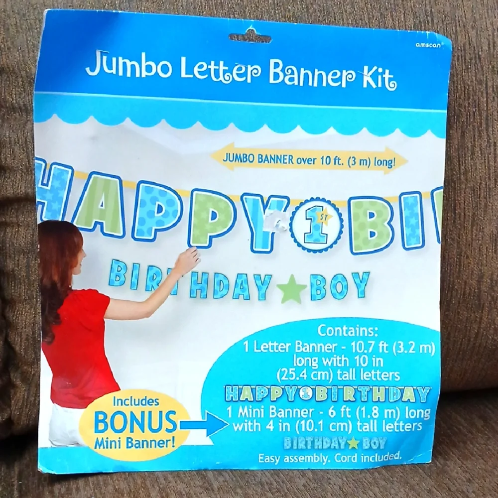 Amscan Blue Birthday Boy Jumbo Letter Banner Kit